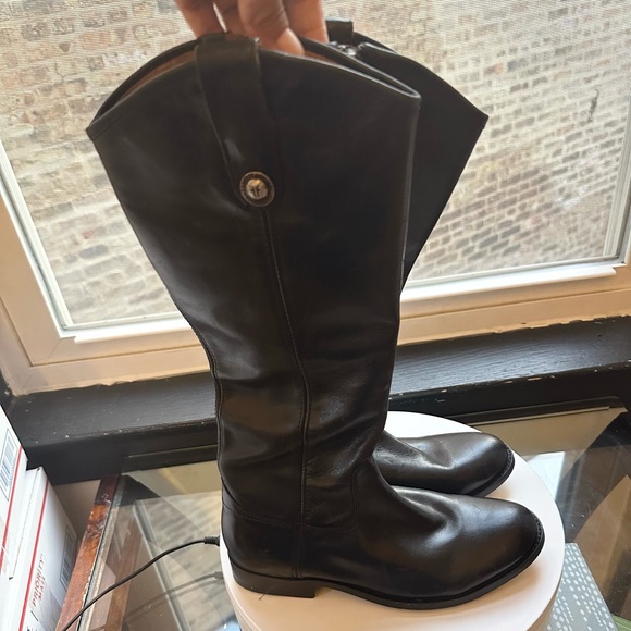 🌸FRYE🌸 Melissa Tall Black Leather Riding Boots size 6 - Picture 4 of 12